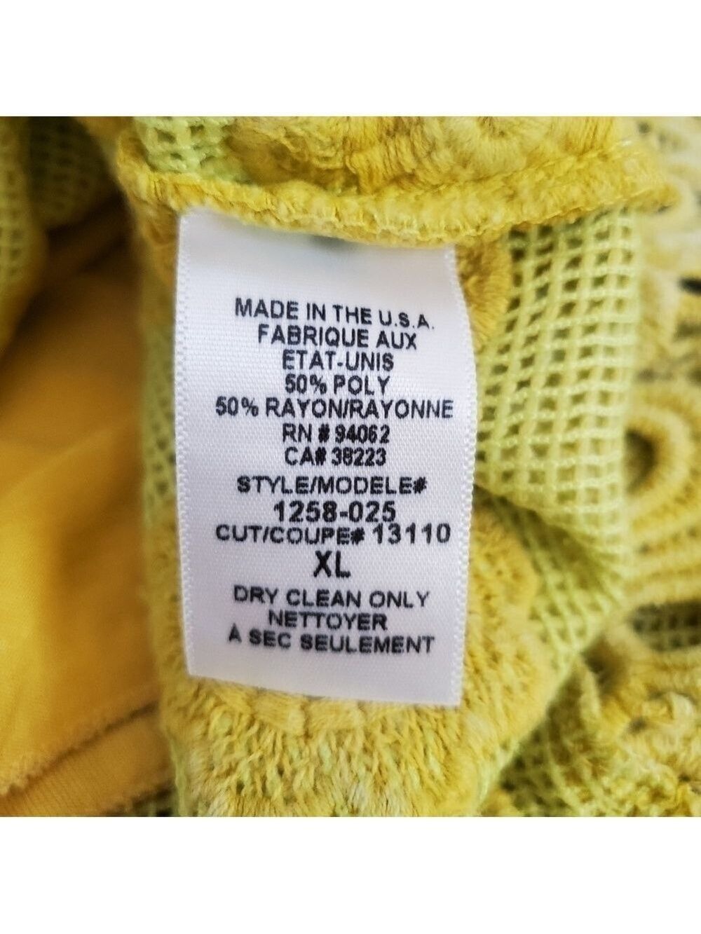 LANGUAGE DRESS SLEEVELESS FRINGE MUSTARD YELLOW EMBROIDERED FLORAL WOMANS ( XL ) - Picture 12 of 15